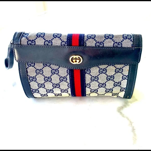 Gucci | Bags | Authentic Rare Gucci Sherry Line Vintage Navy Gg